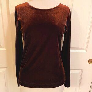 Frazier Lawrence Chestnut Brown Velvet Long Sleeve Top